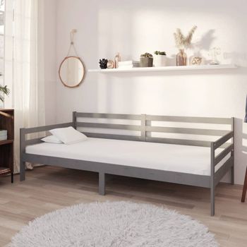 Sofá Cama | Cama Para Adultos Con Colchón Madera De Pino Maciza Gris 90x200 Cm Cfw94633