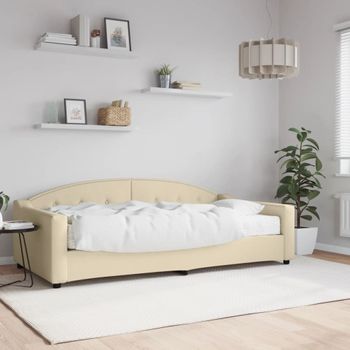 Sofá Cama | Cama Para Adultos Con Colchón Tela Crema 100x200 Cm Cfw386919