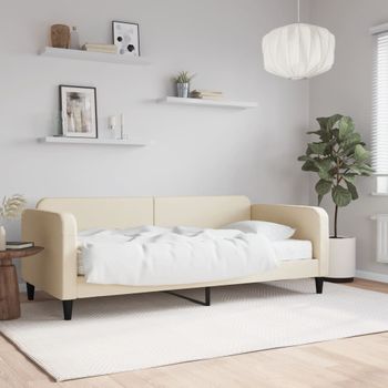 Sofá Cama | Cama Para Adultos Con Colchón Tela Crema 90x200 Cm Cfw565122