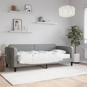 Sofá Cama | Cama Para Adultos Con Colchón Tela Gris Claro 90x200 Cm Cfw880090