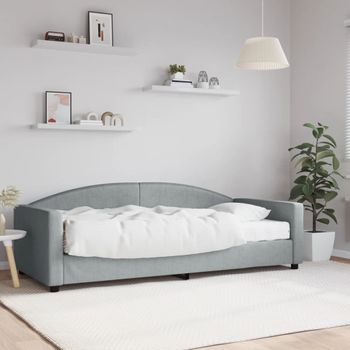 Sofá Cama | Cama Para Adultos Con Colchón Tela Gris Claro 90x200 Cm Cfw634057