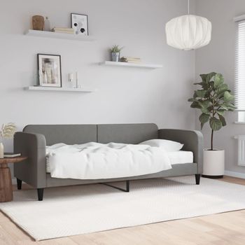 Sofá Cama | Cama Para Adultos Con Colchón Tela Gris Oscuro 80x200 Cm Cfw569231