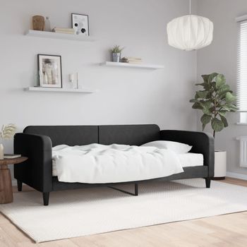 Sofá Cama | Cama Para Adultos Con Colchón Tela Negro 100x200 Cm Cfw893175