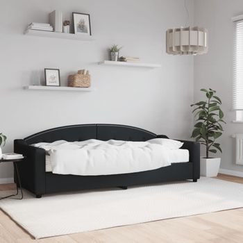 Sofá Cama | Cama Para Adultos Con Colchón Tela Negro 80x200 Cm Cfw577752