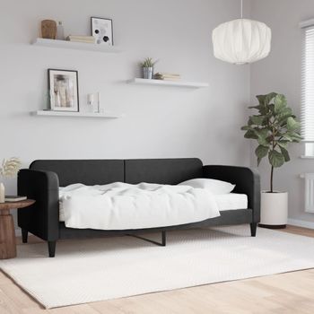 Sofá Cama | Cama Para Adultos Con Colchón Tela Negro 80x200 Cm Cfw681878