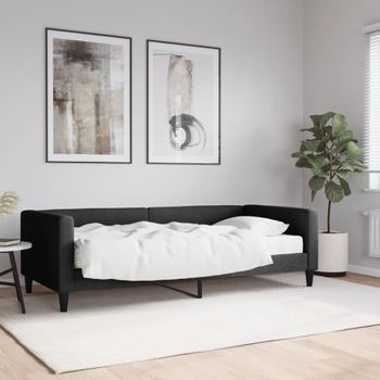 Sofá Cama | Cama Para Adultos Con Colchón Tela Negro 90x200 Cm Cfw846887