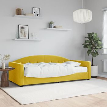 Sofá Cama | Cama Para Adultos Con Colchón Terciopelo Amarillo 90x200 Cm Cfw112410