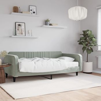 Sofá Cama | Cama Para Adultos Con Colchón Terciopelo Gris Claro 100x200 Cm Cfw800314