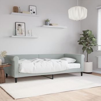 Sofá Cama | Cama Para Adultos Con Colchón Terciopelo Gris Claro 90x200 Cm Cfw778972