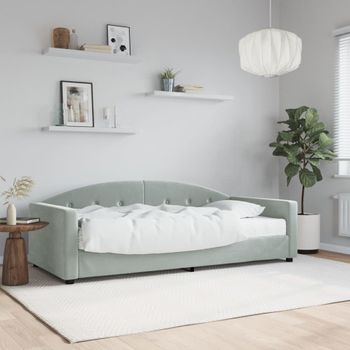 Sofá Cama | Cama Para Adultos Con Colchón Terciopelo Gris Claro 90x200 Cm Cfw879367