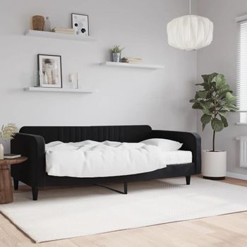 Sofá Cama | Cama Para Adultos Con Colchón Terciopelo Negro 100x200 Cm Cfw760387