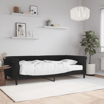 Sofá Cama | Cama Para Adultos Con Colchón Terciopelo Negro 100x200 Cm Cfw923895