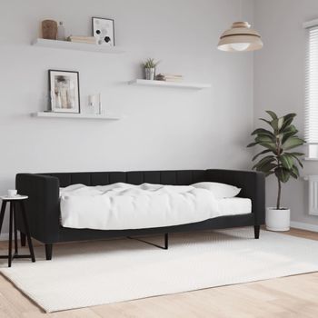 Sofá Cama | Cama Para Adultos Con Colchón Terciopelo Negro 80x200 Cm Cfw290917