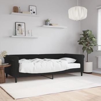 Sofá Cama | Cama Para Adultos Con Colchón Terciopelo Negro 90x200 Cm Cfw913761