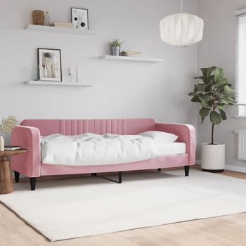 Sofá Cama | Cama Para Adultos Con Colchón Terciopelo Rosa 80x200 Cm Cfw540807