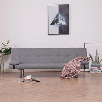 Sofá Cama | Cama Para Adultos Con Dos Almohadas De Poliéster Gris Claro Cfw74366