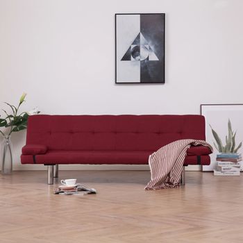 Sofá Cama | Cama Para Adultos Con Dos Almohadas De Poliéster Rojo Vino Cfw97468