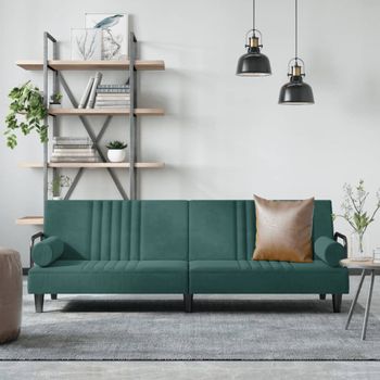 Sofá Cama | Sofá De Salón | Sofá De Descanso Con Reposabrazos Terciopelo Verde Oscuro Cfw39141