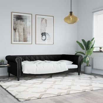 Sofá Cama | Cama Para Adultos Cuero Sintético Negro 80x200 Cm Cfw331353