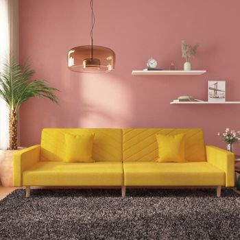 Sofá Cama De 2 Plazas Moderno | Cama Para Adulto Con Dos Almohadas Tela Color Amarillo Cfw56302