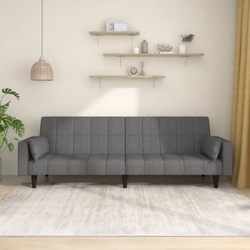 Sofá Cama De 2 Plazas Moderno | Cama Para Adulto Con Dos Almohadas Tela Gris Claro Cfw75549