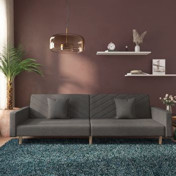 Sofá Cama De 2 Plazas Moderno | Cama Para Adulto Con Dos Almohadas Tela Gris Oscuro Cfw70562