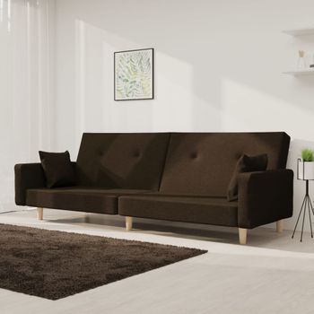 Sofá Cama De 2 Plazas Moderno | Cama Para Adulto Con Dos Almohadas Tela Marrón Oscuro Cfw38786