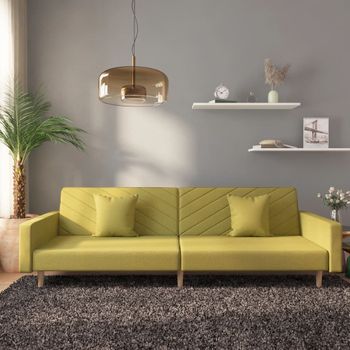 Sofá Cama De 2 Plazas Moderno | Cama Para Adulto Con Dos Almohadas Tela Verde Cfw58673