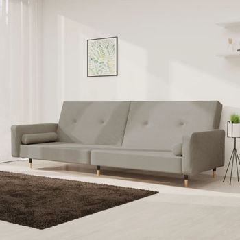 Sofá Cama De 2 Plazas Moderno | Cama Para Adulto Con Dos Almohadas Terciopelo Gris Claro Cfw22707