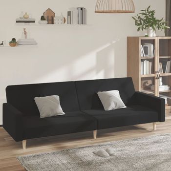 Sofá Cama De 2 Plazas Moderno | Cama Para Adulto Tela Negro Cfw96115