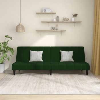 Sofá Cama De 2 Plazas Moderno | Cama Para Adulto Terciopelo Verde Oscuro Cfw13889