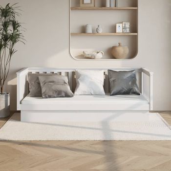 Sofá Cama | Cama Para Adultos De Madera Maciza De Pino Blanco 100x200 Cm Cfw337246