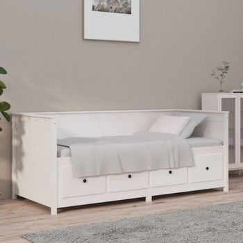 Sofá Cama | Cama Para Adultos De Madera Maciza De Pino Blanco 100x200 Cm Cfw182326