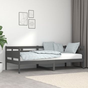 Sofá Cama | Cama Para Adultos De Madera Maciza De Pino Gris 90x200 Cm Cfw313311