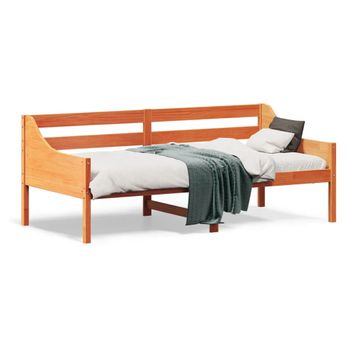 Sofá Cama | Cama Individual | Cama Para Adultos De Madera Maciza De Pino Marrón Cera 75x190 Cm Cfw24390