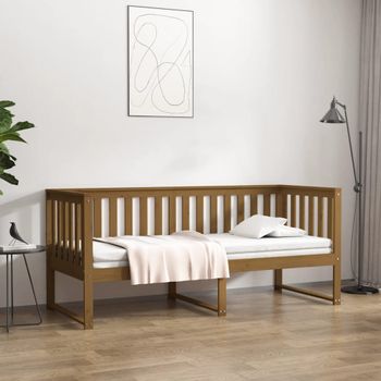 Sofá Cama | Cama Para Adultos De Madera Maciza De Pino Marrón Miel 80x200 Cm Cfw183027