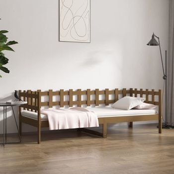 Sofá Cama | Cama Para Adultos De Madera Maciza De Pino Marrón Miel 80x200 Cm Cfw557086