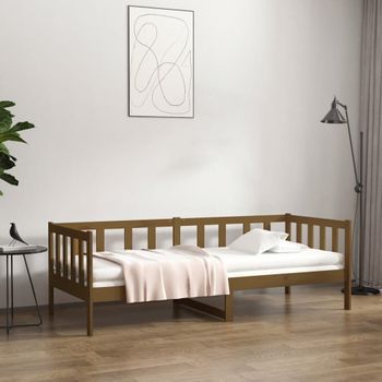 Sofá Cama | Cama Para Adultos De Madera Maciza De Pino Marrón Miel 80x200 Cm Cfw142439