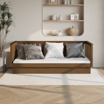 Sofá Cama | Cama Para Adultos De Madera Maciza De Pino Marrón Miel 80x200 Cm Cfw392299