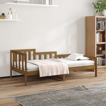 Sofá Cama | Cama Para Adultos De Madera Maciza De Pino Marrón Miel 90x190 Cm Cfw560542