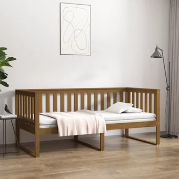 Sofá Cama | Cama Para Adultos De Madera Maciza De Pino Marrón Miel 90x190 Cm Cfw416306