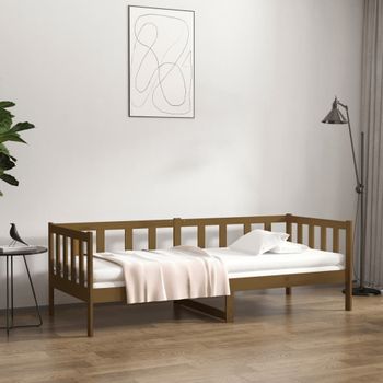 Sofá Cama | Cama Para Adultos De Madera Maciza De Pino Marrón Miel 90x190 Cm Cfw843027