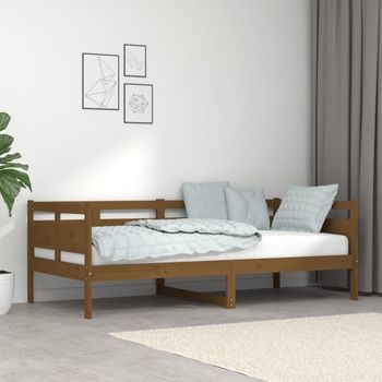 Sofá Cama | Cama Para Adultos De Madera Maciza De Pino Marrón Miel 90x190 Cm Cfw495135