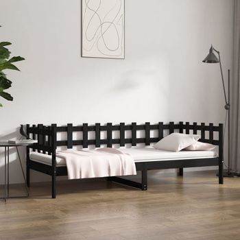 Sofá Cama | Cama Para Adultos De Madera Maciza De Pino Negro 80x200 Cm Cfw568026