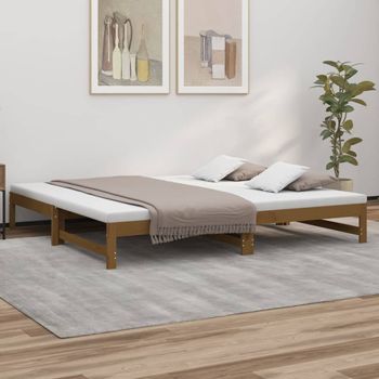 Sofá Cama | Cama Para Adultos Extraíble Madera De Pino Marrón Miel 2x(80x200) Cm Cfw442217