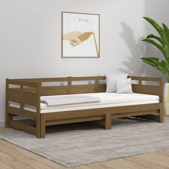 Sofá Cama | Cama Para Adultos Extraíble Madera De Pino Marrón Miel 2x(80x200) Cm Cfw283333