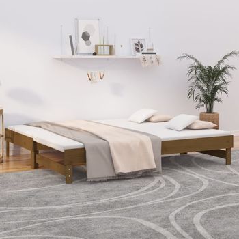 Sofá Cama | Cama Para Adultos Extraíble Madera De Pino Marrón Miel 2x(80x200) Cm Cfw108478