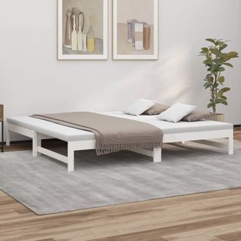 Sofá Cama | Cama Para Adultos Extraíble Madera Maciza De Pino Blanco 2x(100x200) Cm Cfw224191