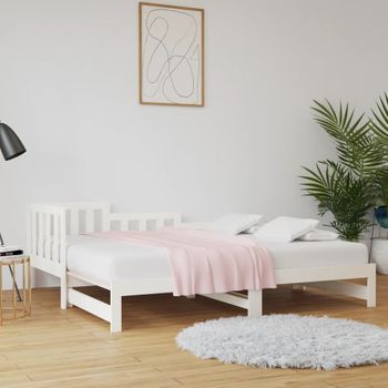 Sofá Cama | Cama Para Adultos Extraíble Madera Maciza De Pino Blanco 2x(80x200) Cm Cfw783005