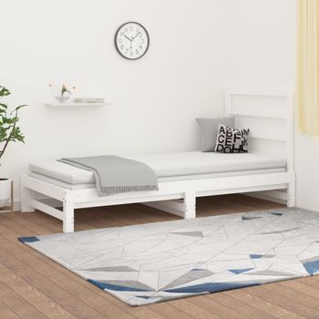 Sofá Cama | Cama Para Adultos Extraíble Madera Maciza De Pino Blanco 2x(90x190) Cm Cfw756913